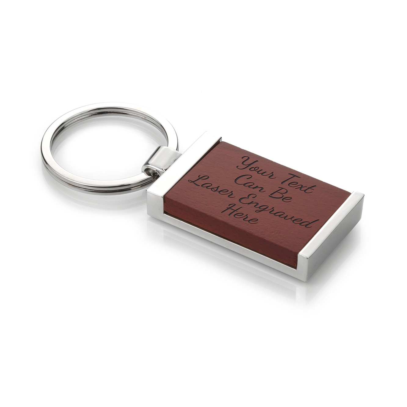 Polished Chrome Keyring with Rosewood Inlay