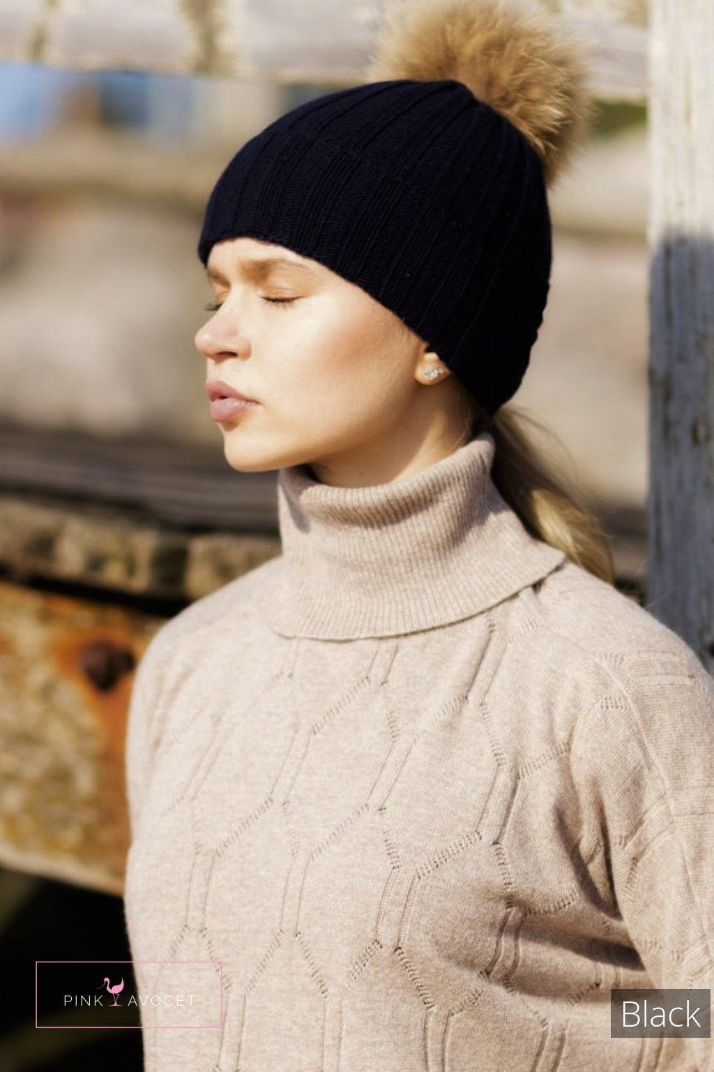 Cashmere Pompom Beanie Hat Light Grey / OSFA by Pink Avocet