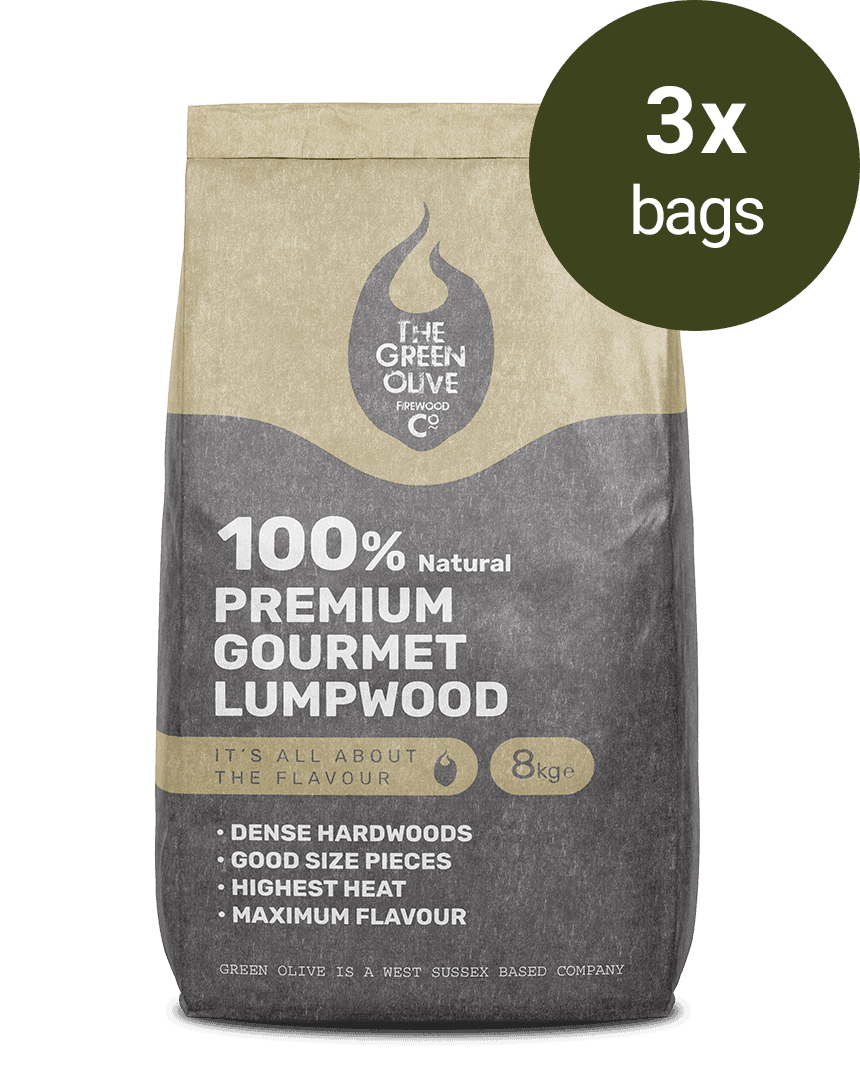 Premium Gourmet Lumpwood Charcoal – 24Kg – Natural Charcoals – Green Olive Firewood
