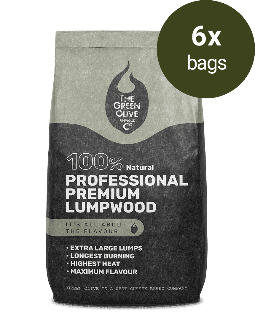 Premium Pro Lumpwood Charcoal – 72kg – Natural Charcoals – Green Olive Firewood