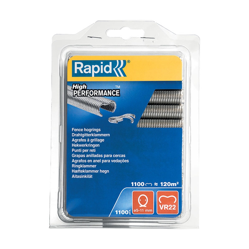 Rapid –  VR22 Hog Rings – 1100 Pack for FP222 – Galvanized Steel – Silver Colour – Textile Tools & Accessories