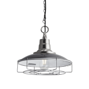 Industville – Retro Enamel Pendant – 14 Inch – Light Grey – Ceiling Light – Light Shade – Chrome / Silver / White Colour – Iron / Brass / Aluminium Material – 38 CM X 38.5 CM X 38.5 CM