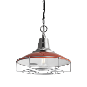 Industville – Retro Enamel Pendant – 14 Inch – Orange – Ceiling Light – Light Shade – Orange / Chrome / White Colour – Iron / Brass / Aluminium Material – 38 CM X 38.5 CM X 38.5 CM