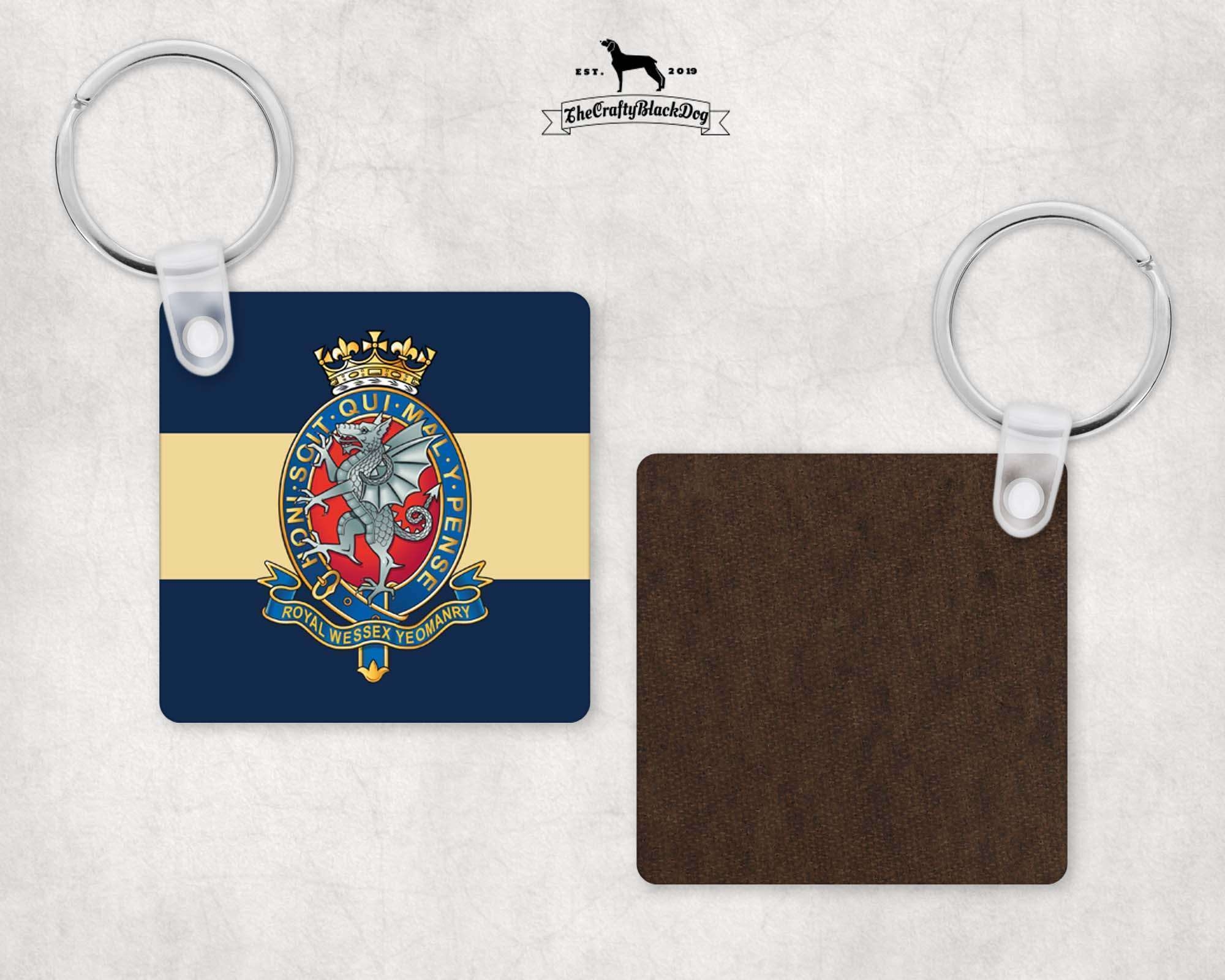 Royal Wessex Yeomanry – Square Key Ring – Crafty Black Dog