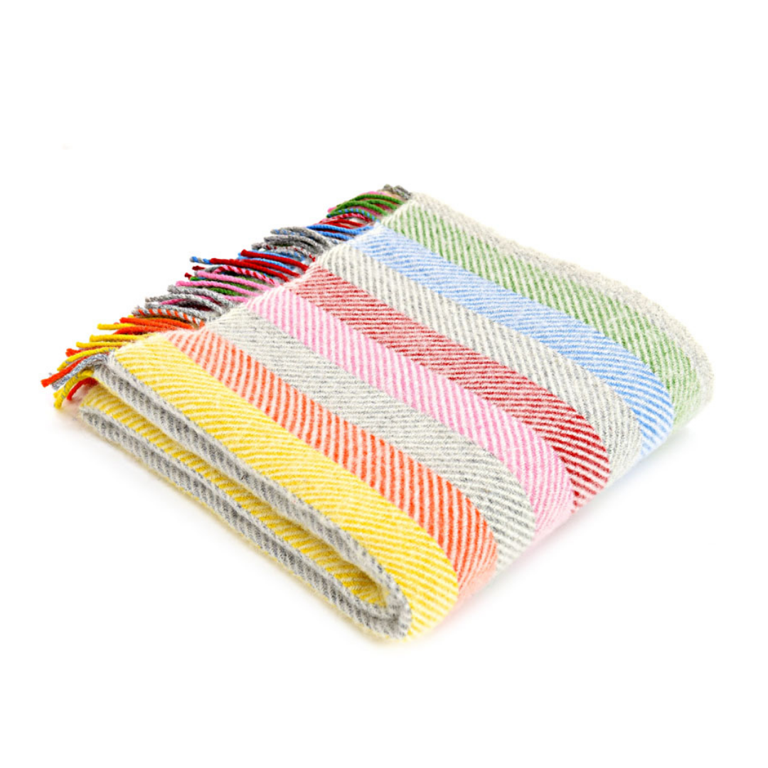 Rainbow Stripe Blanket – 100% Pure New Wool – Develop-free – Ethikel
