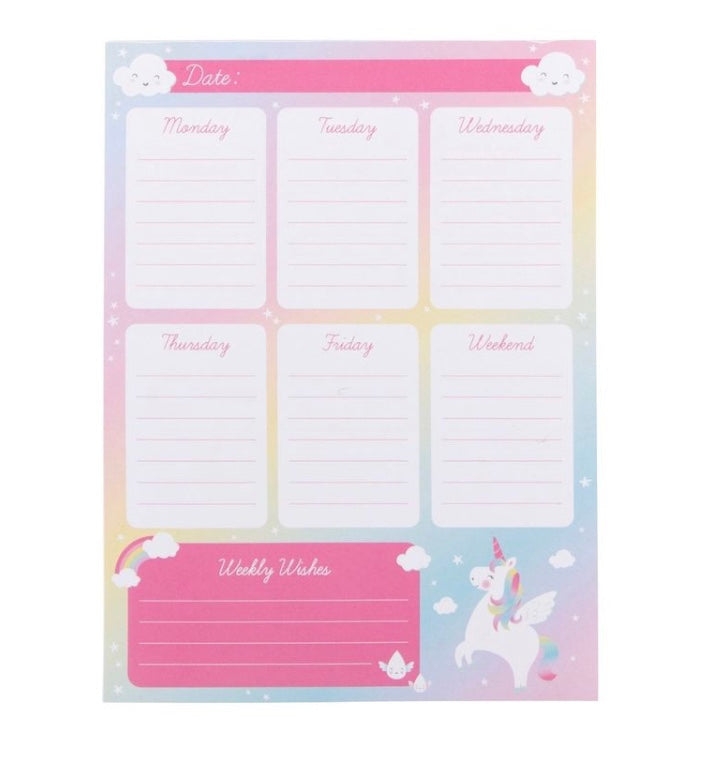 Rainbow Unicorn Weekly Planner Pad | Stationery | Planet Merch