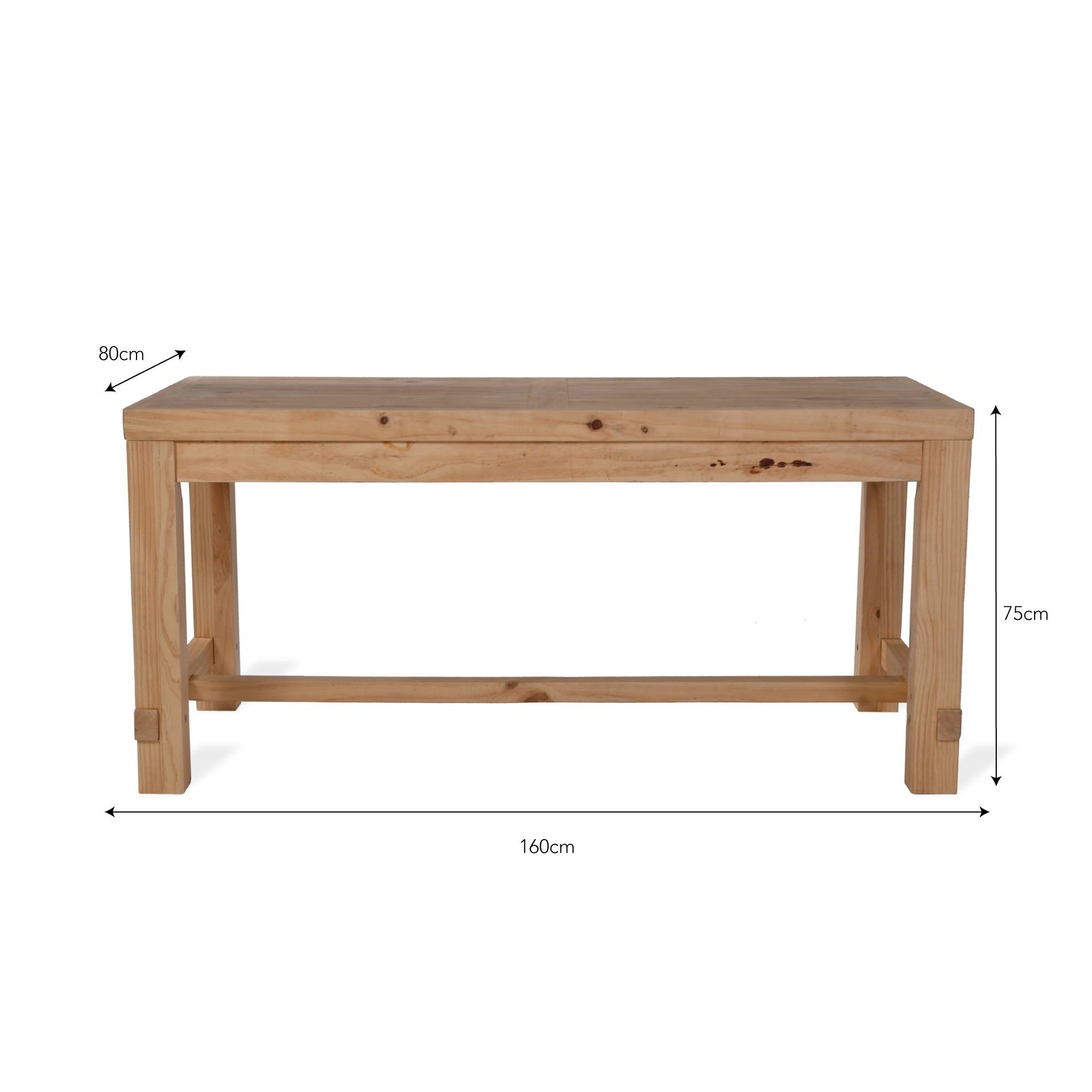 Chunky Rustic Raw Pine Table – Small – Garden Trading
