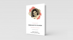 Funeral Order Of Service – Red Florals & Circle Photo Personalised Design – High Quality Print – Heavy 300g Card – Qty (10x) – Memorial Booklet