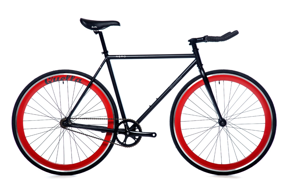 Single Speed Bike – Fixie Bicycle – Red / Black – 61cm ( 6′ 2″ & above ) – Steel Frame – Quella Bicycles