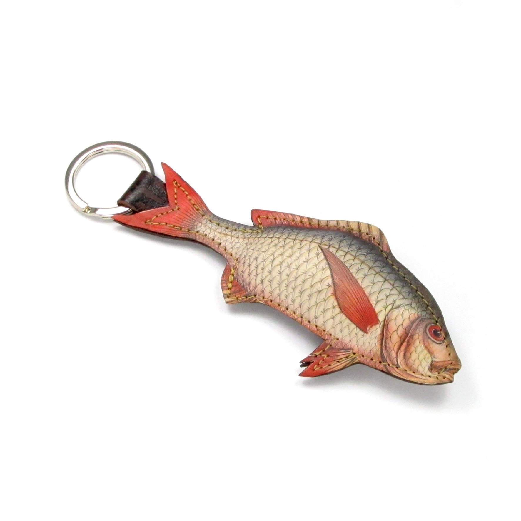 Leather Key Fob – Red Bream Fish – Red