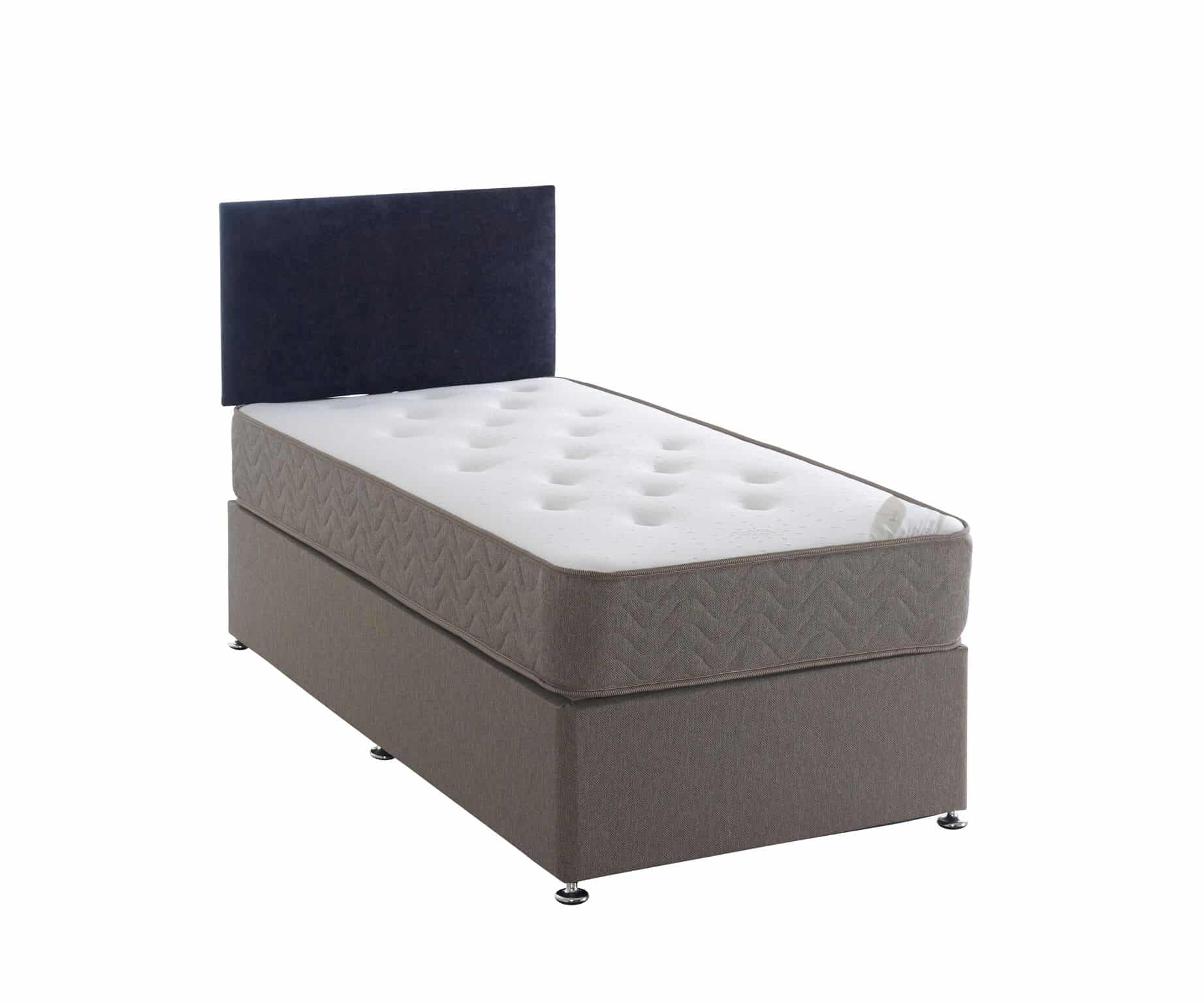 Dura Beds – Regal Divan Bed Set – Single – Divan Bed Base With Ortho Firm Coil Spring Unit Medium Firmness Mattress