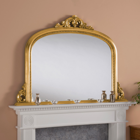 Britannia Regal Overmantle Mirror – Silver – Gold – 127cm x 91cm – Gold – Overmantle Mirrors – Britannia Mirrors – Stylishly Sophisticated