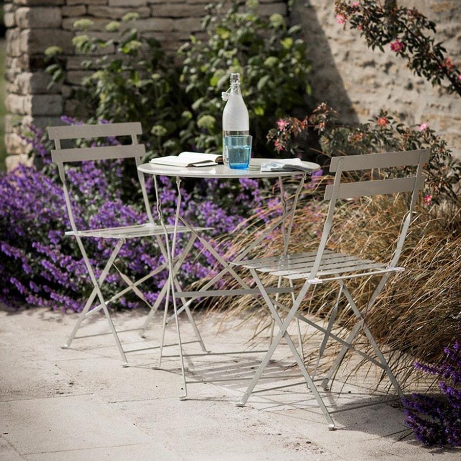 Clay Metal Bistro Set of Table & Two Chairs