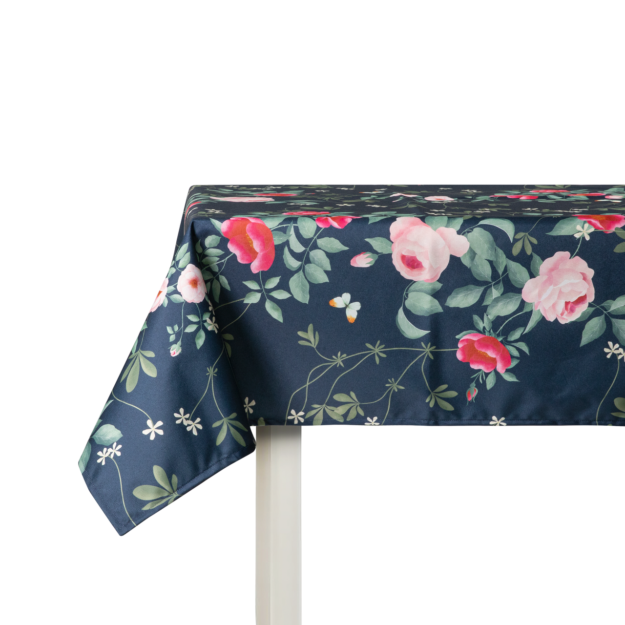 Celina Digby Luxury Outdoor Garden Tablecloth AVAILABLE IN 5 SIZES – Optional Centre Hole for Parasol Rose Navy XL (250cm x 140cm)