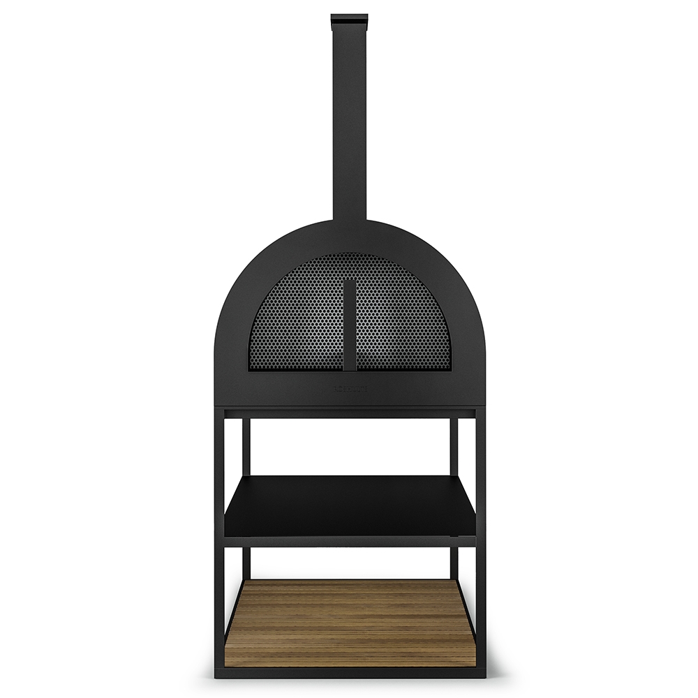 Roshults – BBQ Wood Oven – Anthracite – Black / Brown – Stainless Steel / Teak Wood – 100cm x 190cm x 100cm