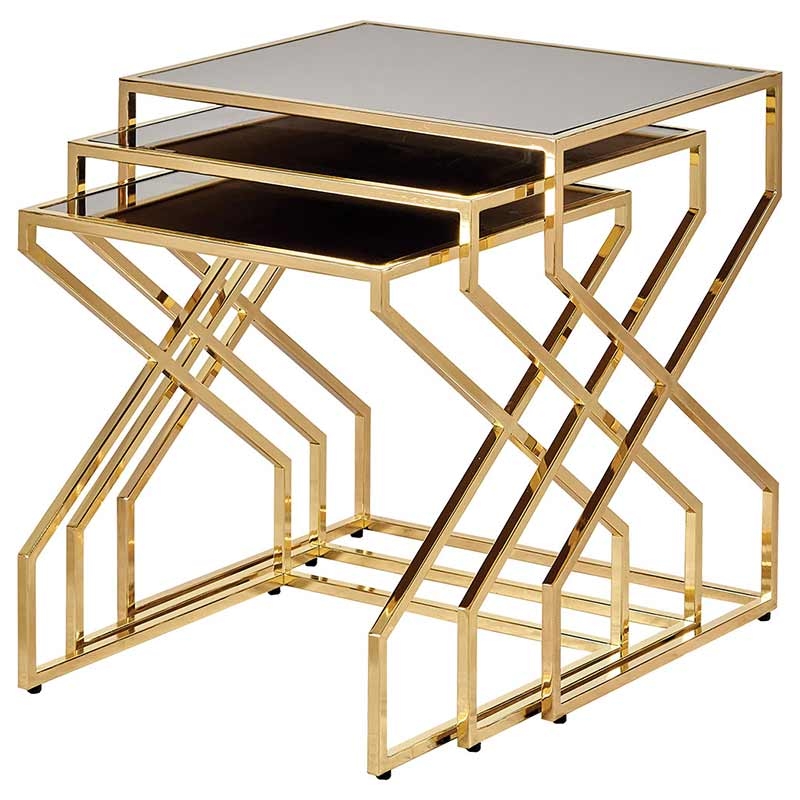 Edinburgh Metal Nesting table – Matte Gold – Novia Furniture