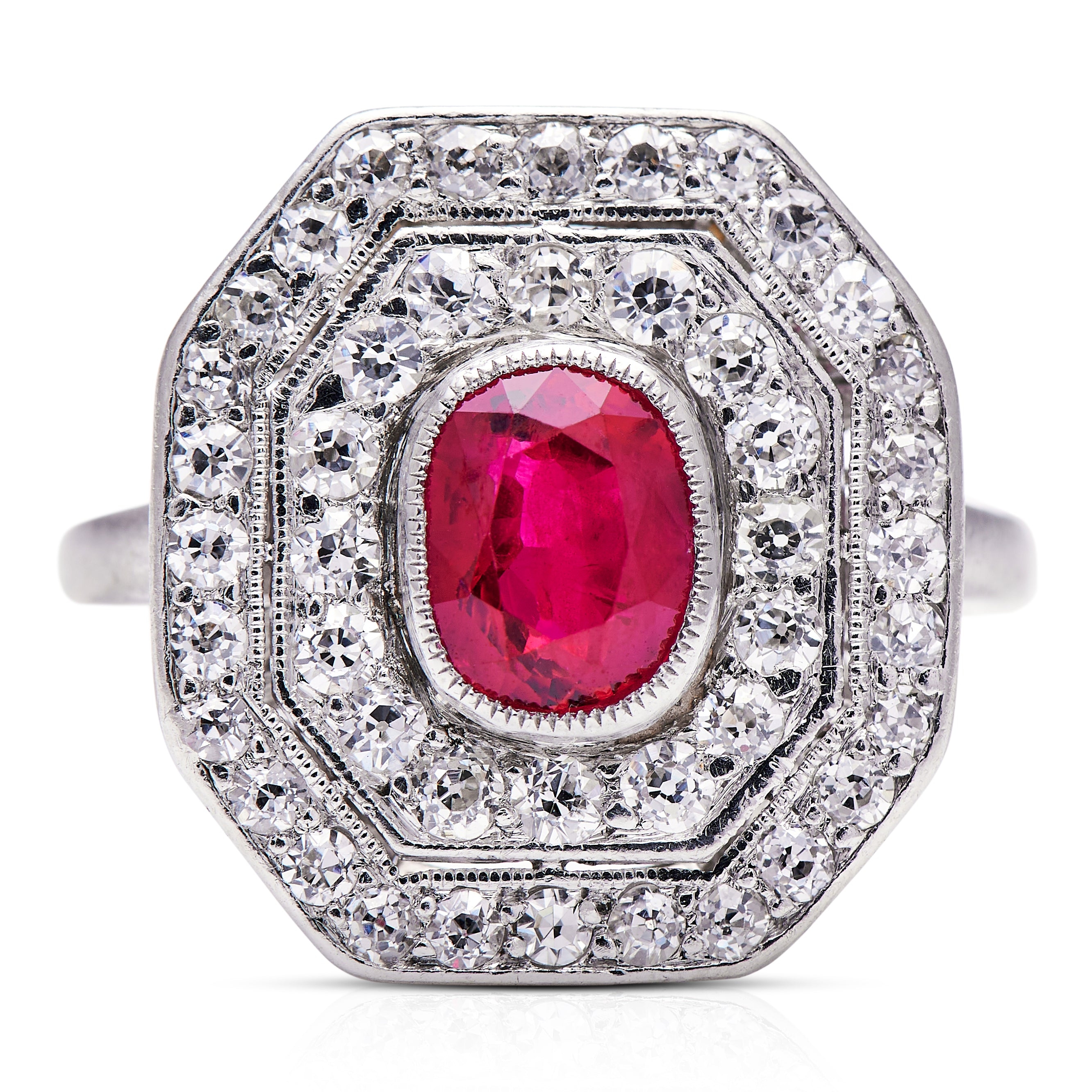 Art Deco, Platinum, Ruby and Diamond Ring – Vintage Ring – Antique Ring Boutique