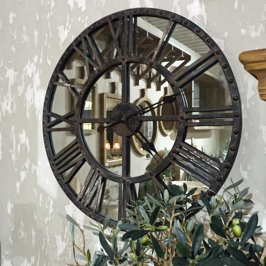 Rustic Mirror Backed Metal Wall Clock