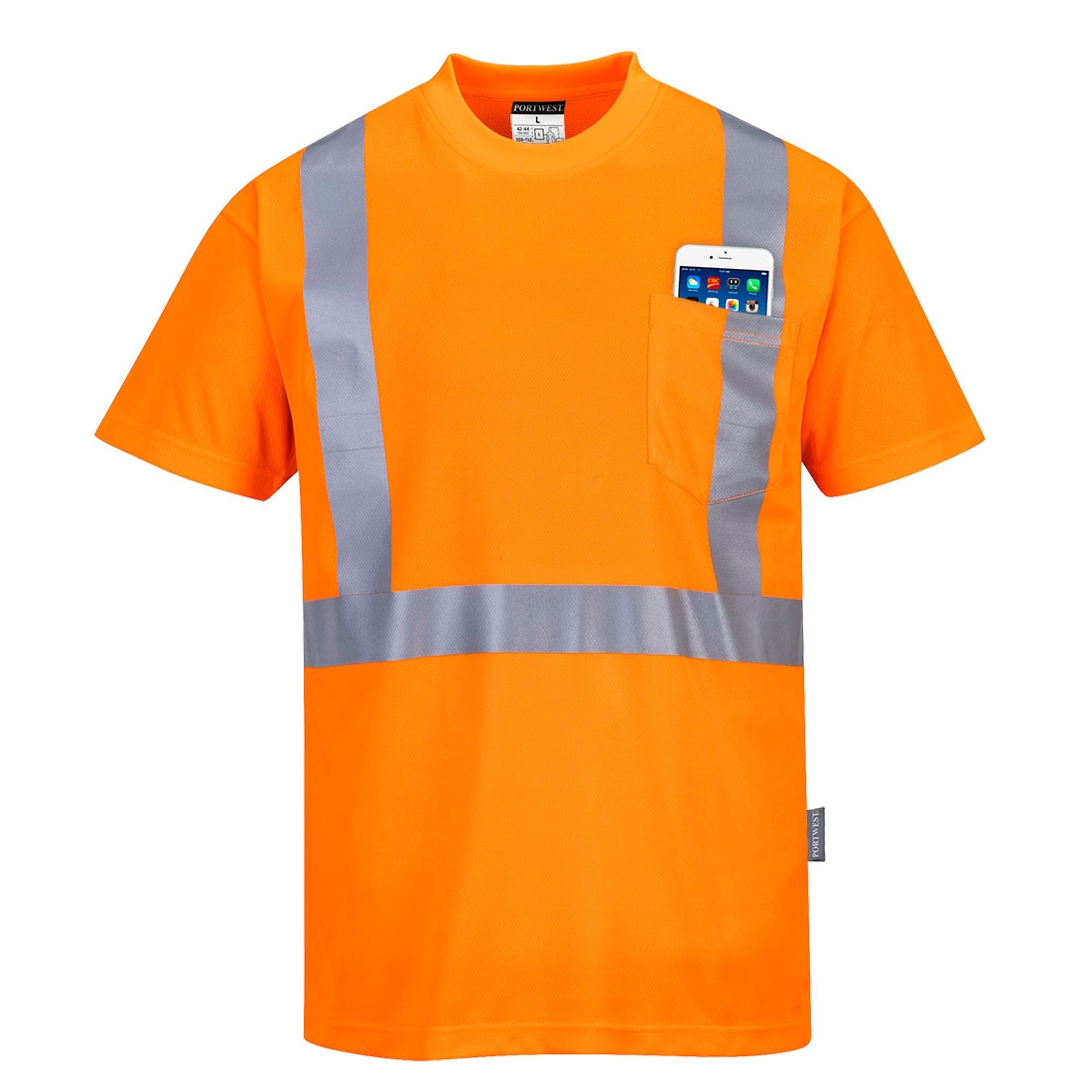Hi-Vis Pocket T-Shirt Orange – M – Work Safety Protective Equipment – Portwest – Regus Supply