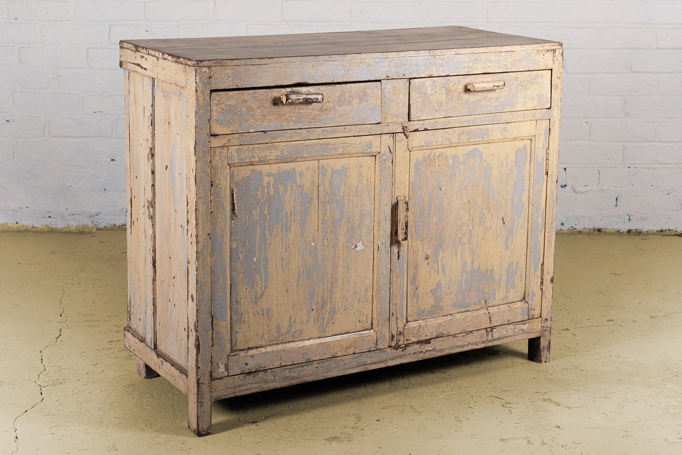 Havana Vanilla & Goose Grey Cabinet – Wood – 2-Door – 82 x 98 x 45cm