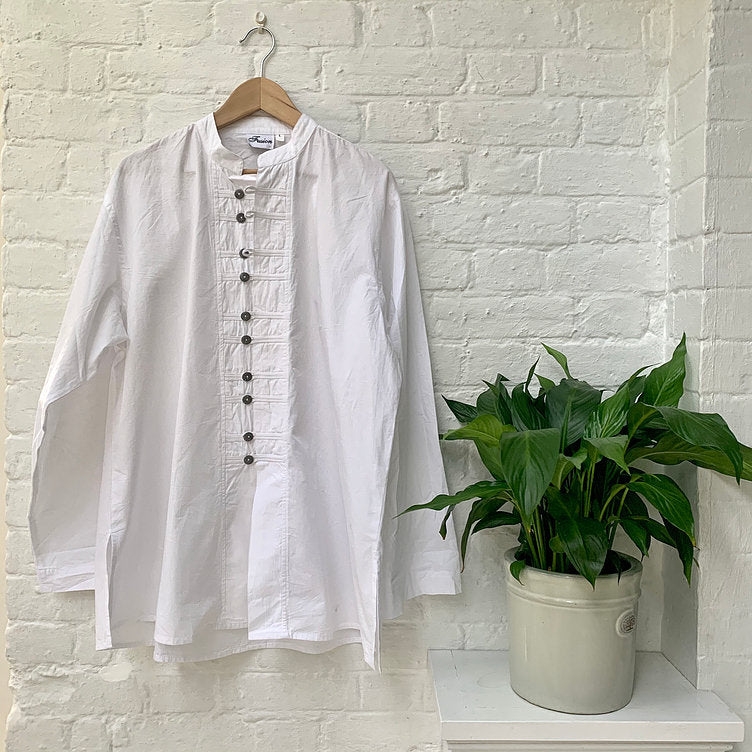 Mandarin Button Cotton Shirt L / White – Portobello Vintage Market