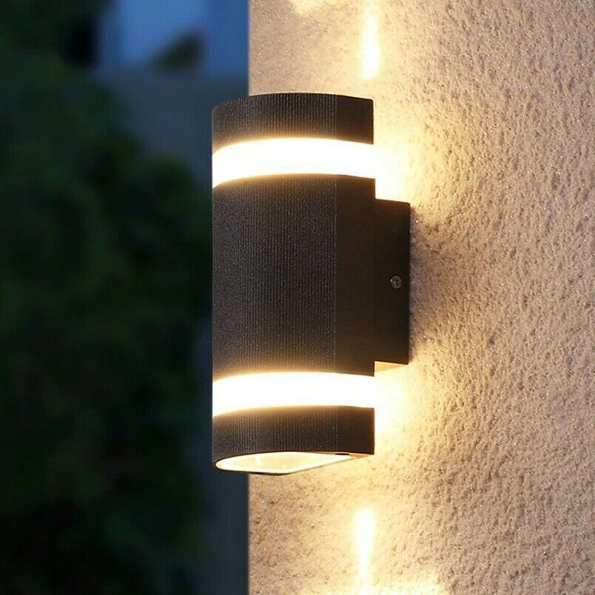 Black Or Grey Curved Up Down Outdoor Wall Light Black – Two Light – CGC Lighting