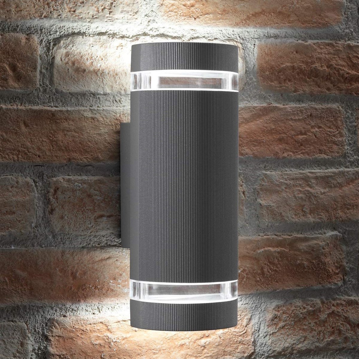 Black Or Grey Curved Up Down Outdoor Wall Light Grey – Two Light – By CGC Interiors