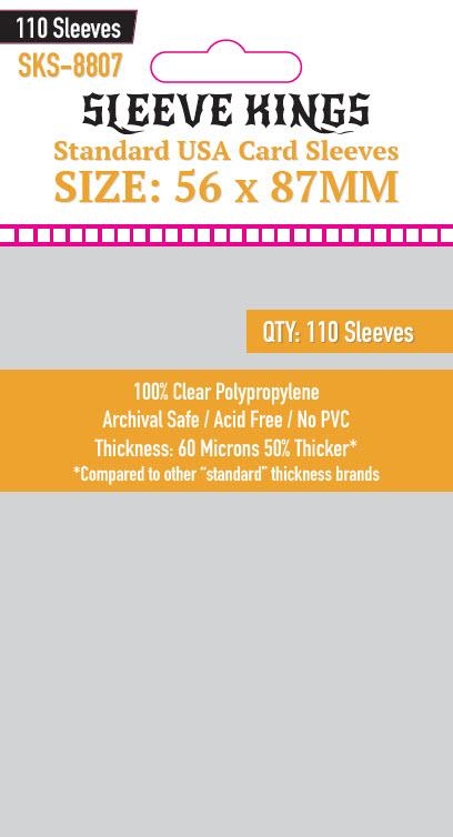 110 x Sleeve Kings Clear Standard USA Card Sleeves (56mm x 87mm) – Red Rock Games