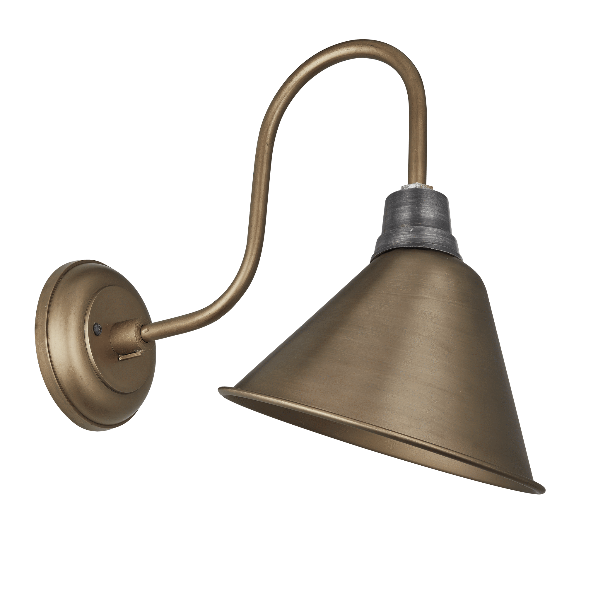 Industville – Swan Neck Cone – 8 Inch – Wall Light Fixture – Brass Colour – Brass Material – 32 CM X 21 CM X 35 CM