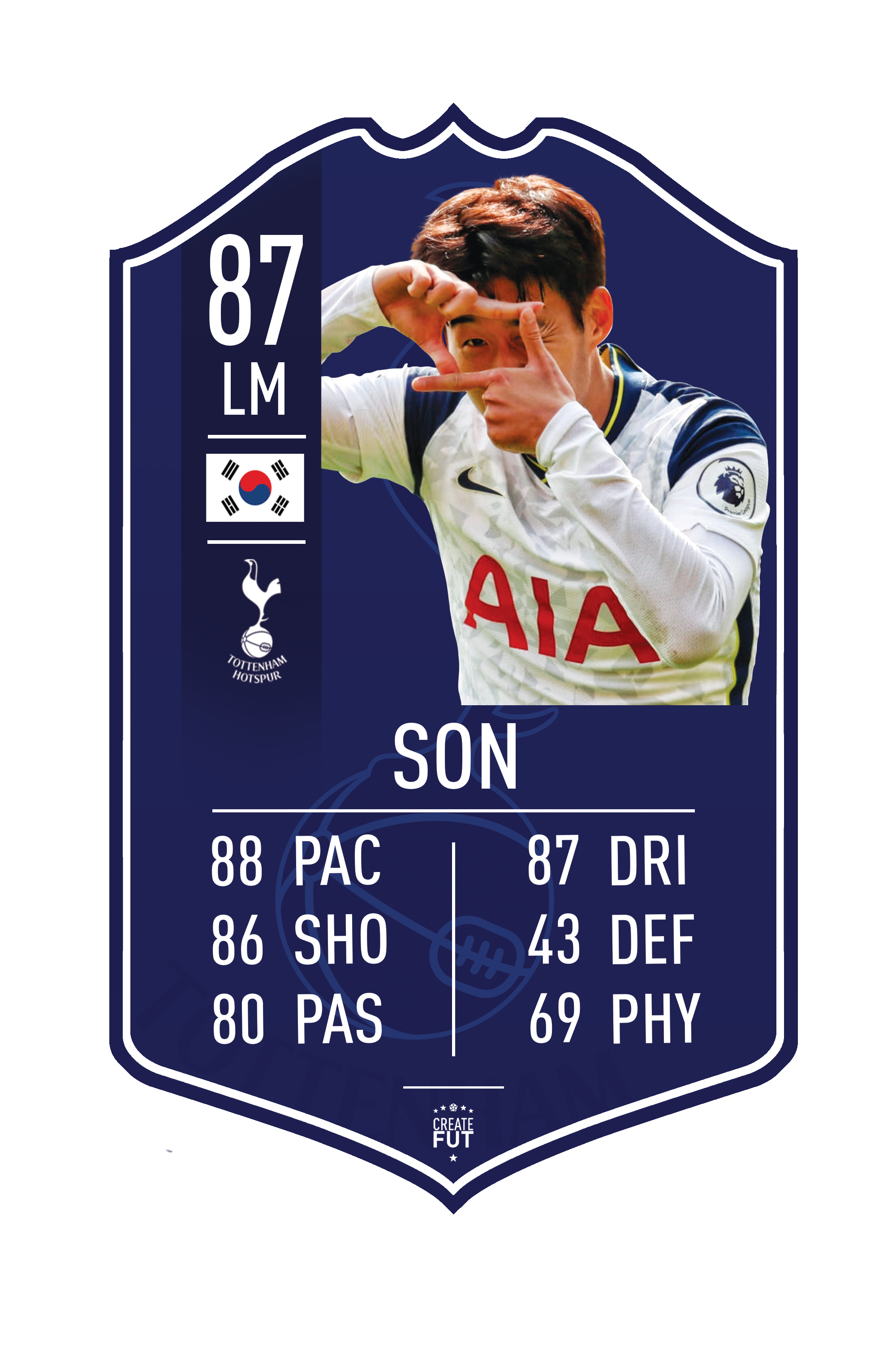 Heung Min Son Spurs pre-made card – A3 | (29.7cm x 42cm) – Fifa Ultimate Team Card – Create FUT