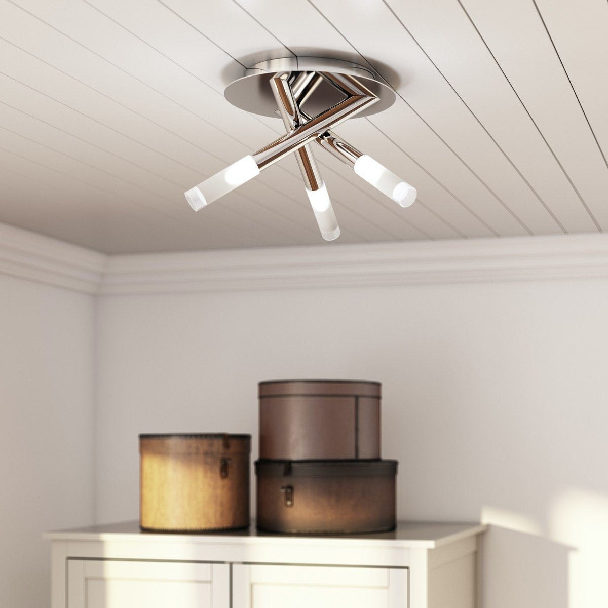 Triple Cross Tube Ceiling Light Chrome – By CGC Interiors