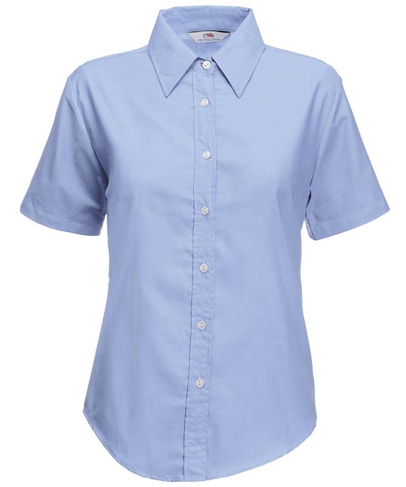 Fruit Of The Loom Women’s Oxford Short Sleeve Shirt – Oxford Blue – XL – Uniforms Online