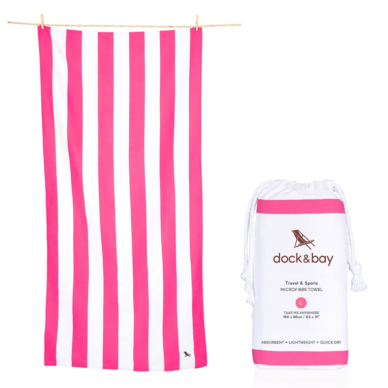 Dock & Bay Luxury Pink Striped Towel