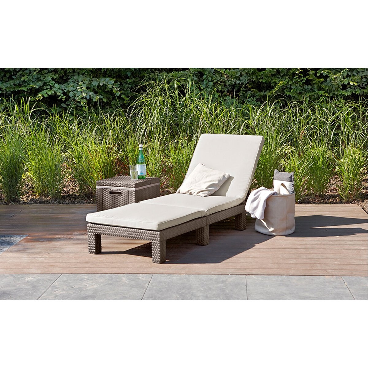 New For 2021!!!!! Rattan Sun Lounger With Full Length Cushion Dark Brown – Black – CGC Retail Outlet