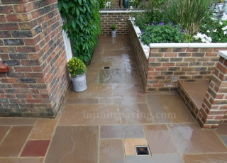 Autumn Brown Mixed Size Patio Paving Stone Pack 18-25mm 18.5m² – Indian Sandstone – £17 Per M² – Infinite Paving