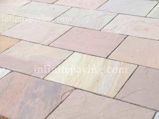 Modak Mixed Size Patio Paving Stone Pack 22mm Calibrated Antiqued Tumbled 18.5m² – Indian Sandstone – £22.43 Per M² – Infinite Paving