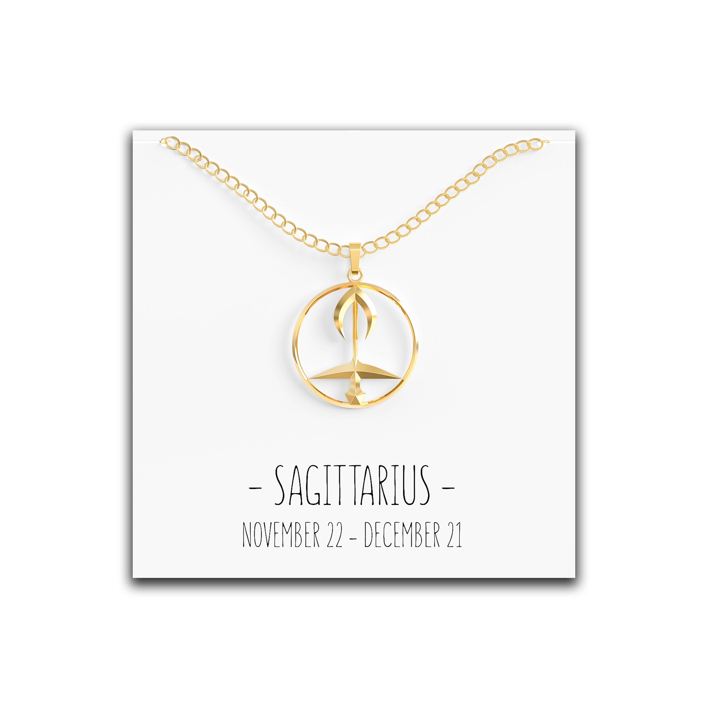 Sagittarius Zodiac Necklace – Silver, Rose Gold & Gold Gold – Happy Kisses