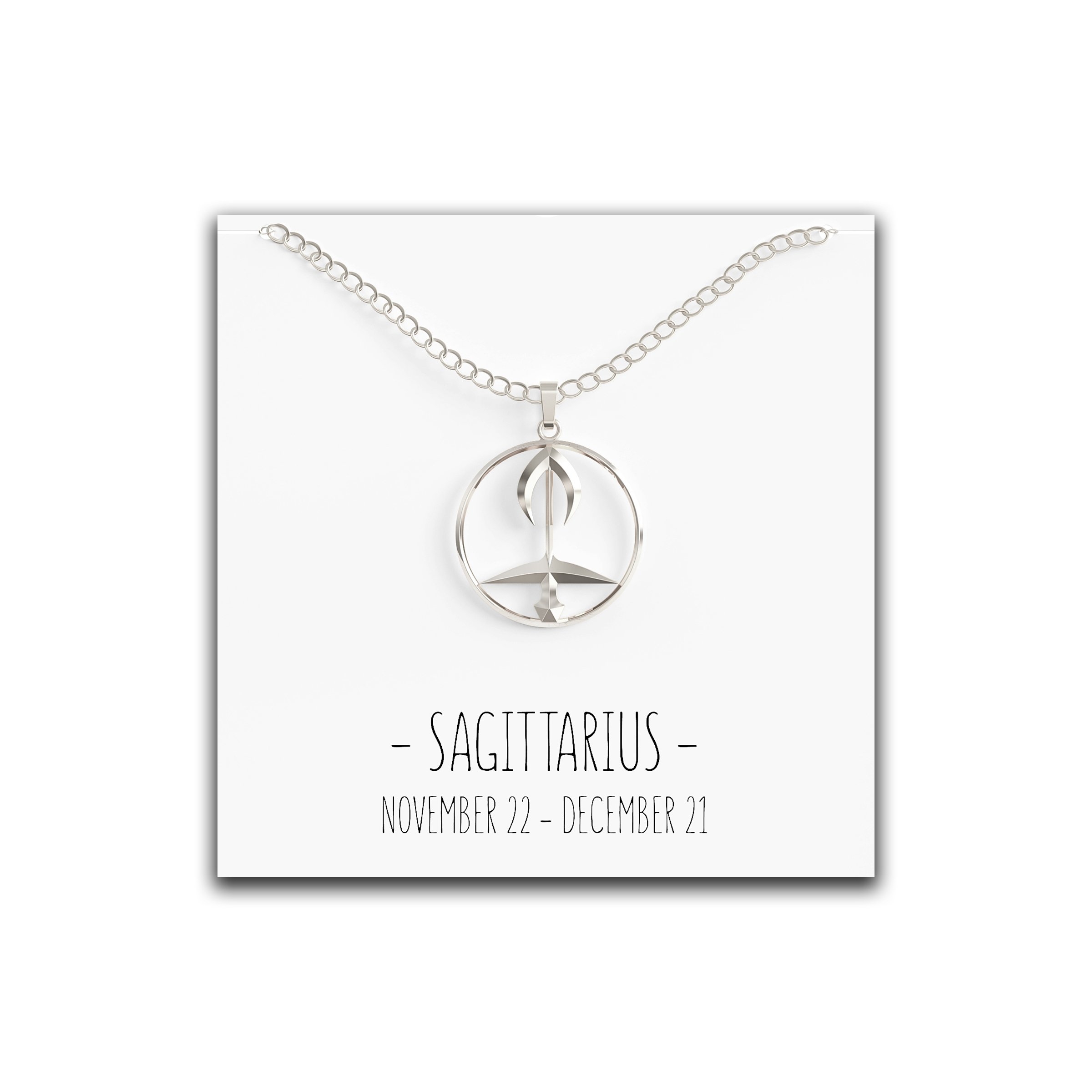 Sagittarius Zodiac Necklace – Silver, Rose Gold & Gold Silver – Happy Kisses