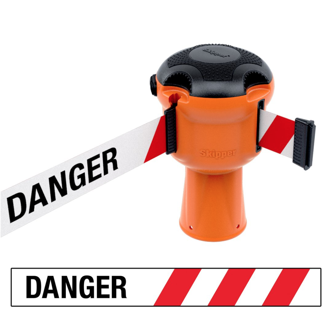 Skipper™ Barrier – 9 Metre Tape – Orange Danger Red / White Chevron Street Solutions UK