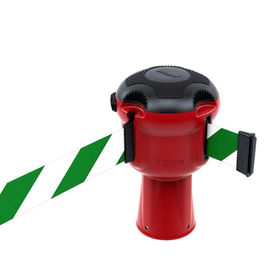 Skipper™ Barrier – 9 Metre Tape – Red Green / White Chevron Street Solutions UK