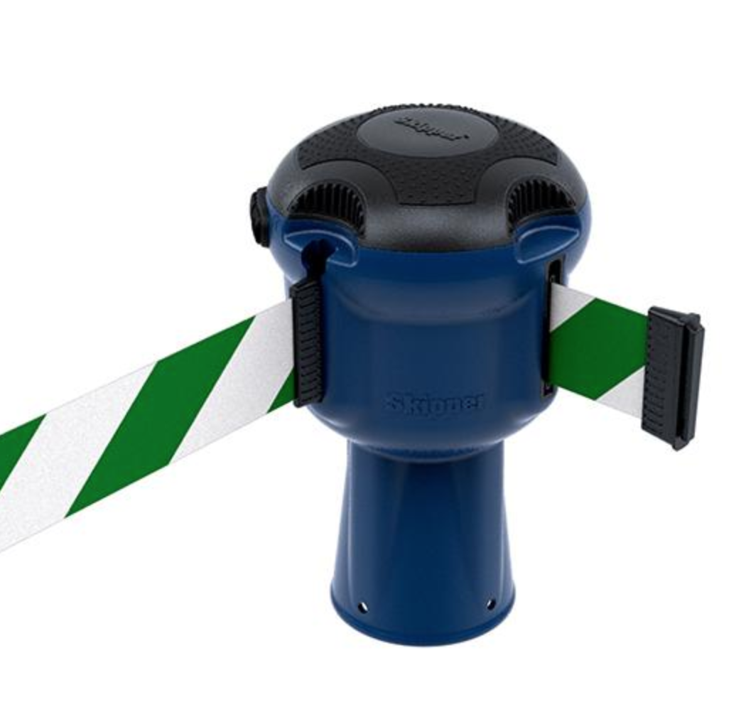 Skipper™ Barrier – 9 Metre Tape – Blue Green / White Chevron Street Solutions UK