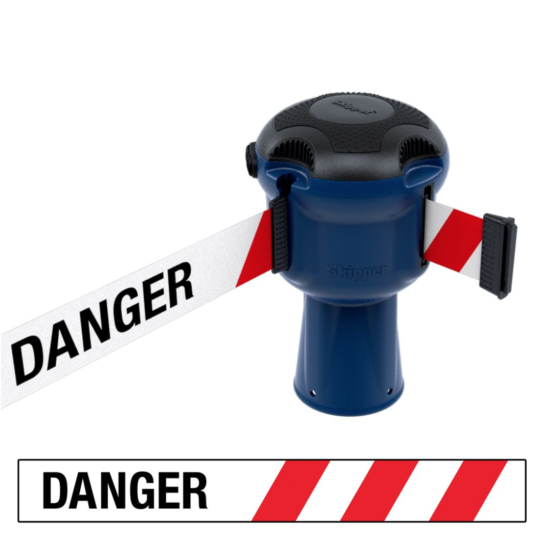 Skipper™ Barrier – 9 Metre Tape – Blue Danger Red / White Chevron Street Solutions UK