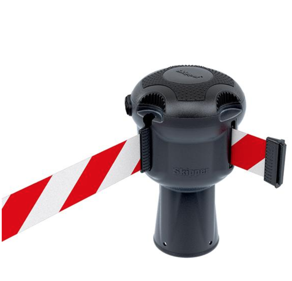 Skipper™ Barrier – 9 Metre Tape – Silver White / Red Chevron Street Solutions UK