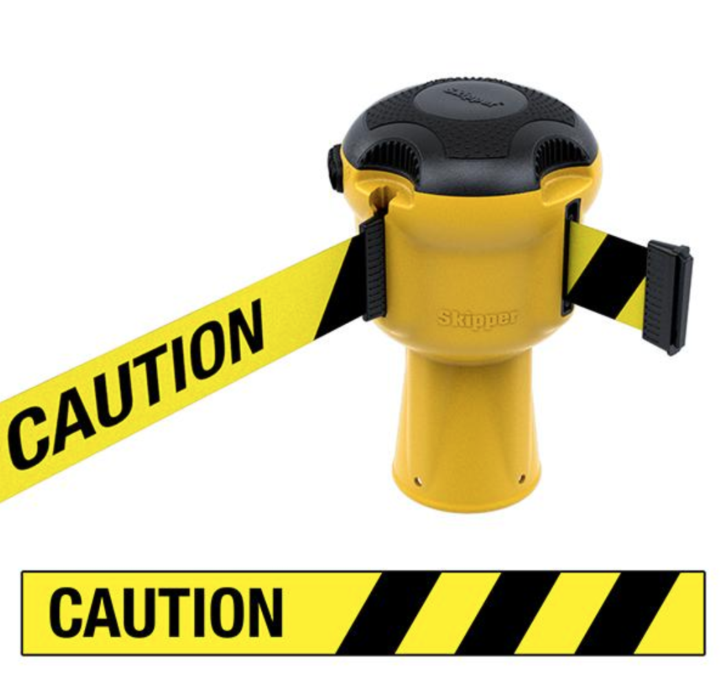 Skipper™ Barrier – 9 Metre Tape – Yellow Caution Yellow / Black Chevron Street Solutions UK