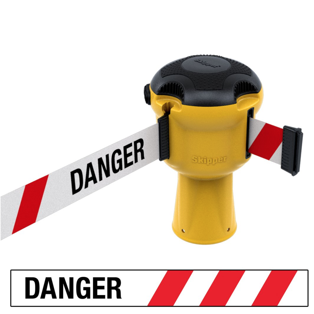 Skipper™ Barrier – 9 Metre Tape – Yellow Danger Red / White Chevron Street Solutions UK