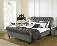 Berlin Scroll Sleigh Bed Frame – Endless Customisation – Choice Of 25 Colours & Materials – Dreamon Beds