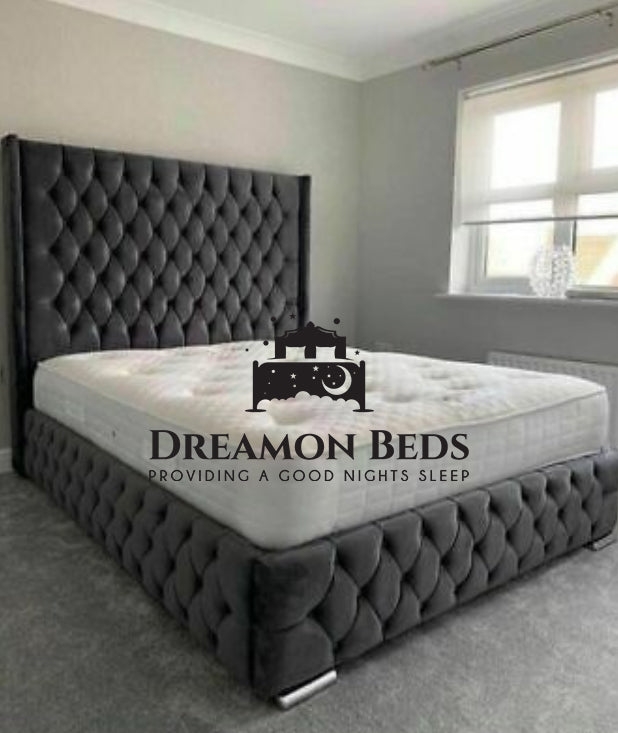 Seoul Wingback Bed Frame – Choice Of 25 Colours With Varying Materials – Dreamon Beds