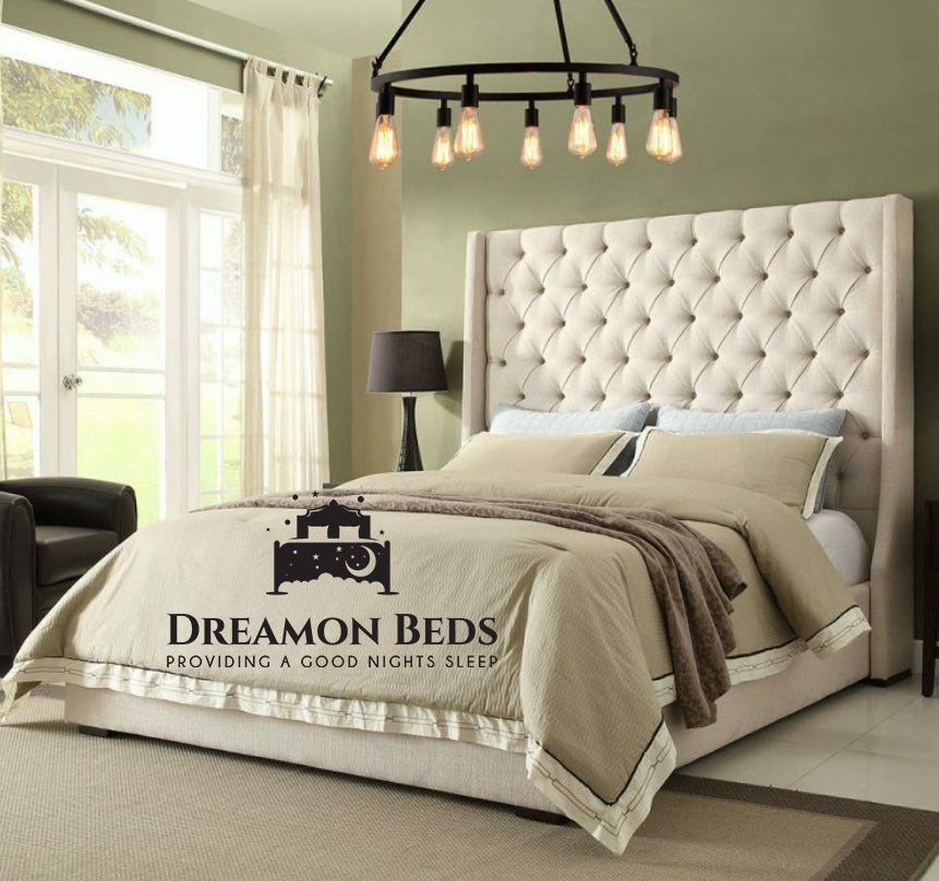 Geneva Wingback Bed Frame Available with Ottoman or Divan Storage – (D#YS2AO78) – Dreamon Beds