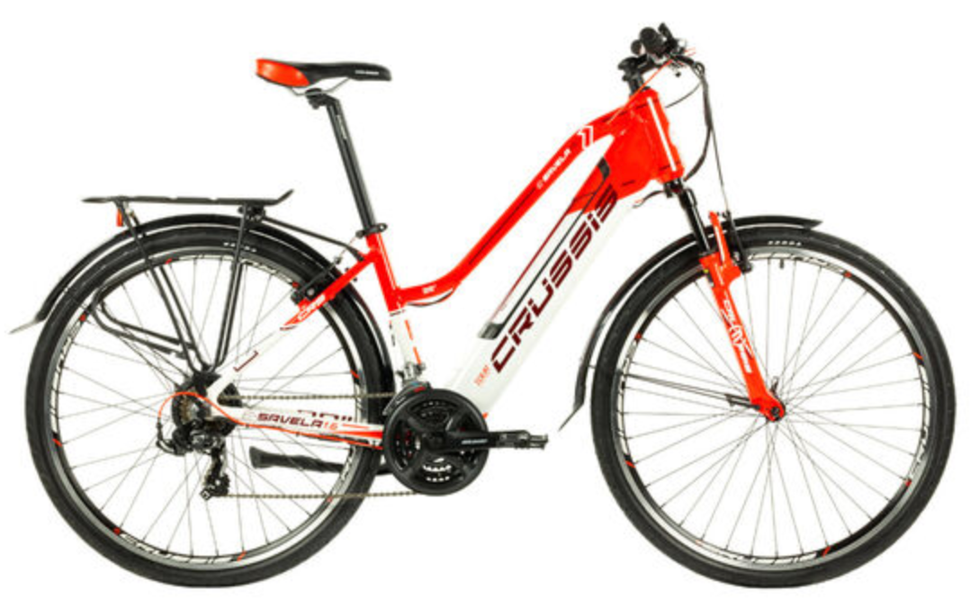 Crussis e-Savela 1.6 Ladies Trekking Electric Bike 2021, 28″ Wheel, 13Ah – White/Red – 19 Inch Frame