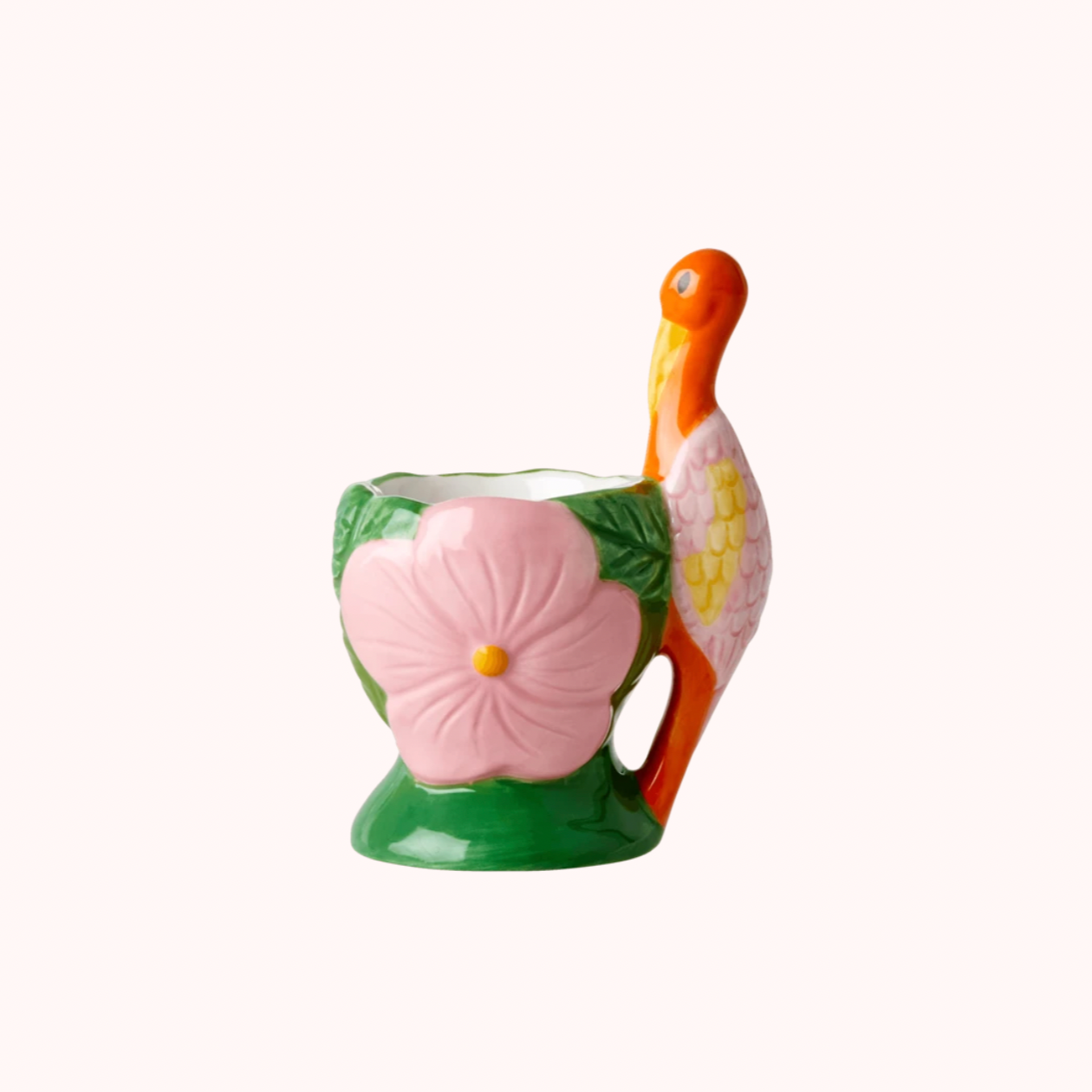 Ceramic painted Crane and flowers egg Cup | The Design Yard